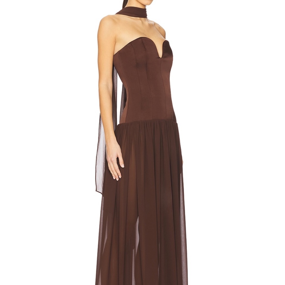 Elegant Brown Strapless Dress by LPA from Revolve